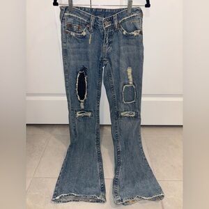 True Religion Distressed Flare Jeans - Blue